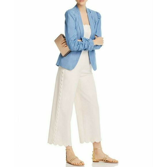 GENERATION LOVE Juniper blue open front blazer ruched sleeve jacket Size L NEW - Picture 8 of 9